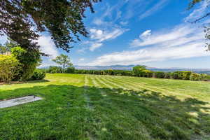 View of grassy yard featuring a rural view and a mountain view