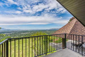 Balcony with a mountain view