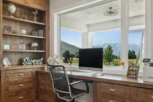Office space with built in study area and healthy amount of natural light