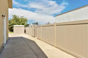 View of the gate post removed for RV parking behind the gate.