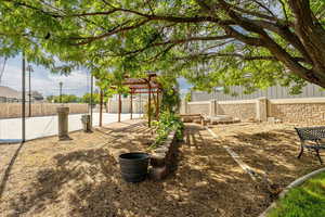 View of fenced backyard