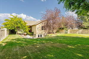 View of fenced backyard