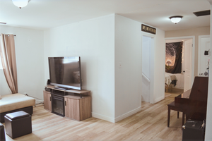 Living room with light wood finished floors