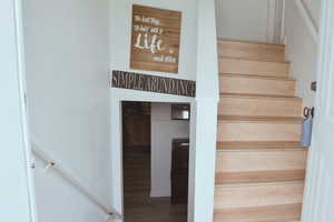 Stairs with wood finished floors