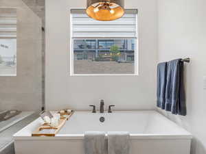 Full bathroom featuring a freestanding bath
