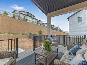 Deck with an outdoor hangout area