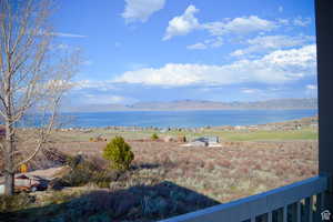 Water view with mountains off deck
