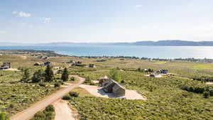 North Aerial view of a water and mountain view
