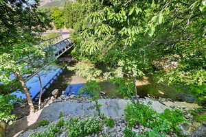Rock stairs to river bank access