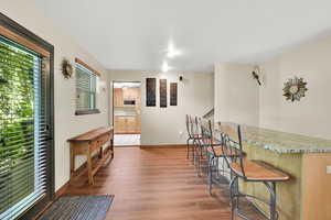 Large bar with seating.