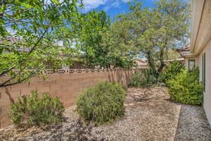 View of fenced backyard