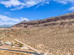 View of mountain backdrop featuring a desert landscape. Looking Northeast