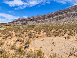 View of mountain backdrop featuring a desert landscape. Looking Northeast