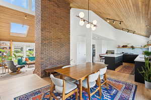 Dining space flows into gourmet kitchen