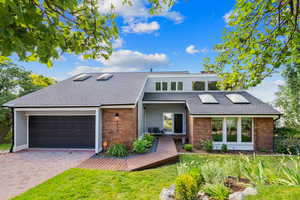 Mid-century home.  Front view.