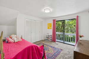 Sunny bedroom walks out to deck