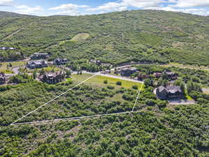 View of property location featuring property boundaries highlighted and a heavily wooded area