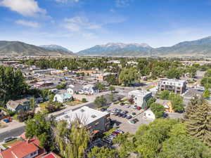 Aerial view of a mountainous background