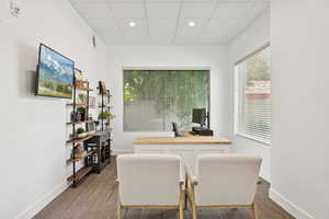 Office featuring a drop ceiling and recessed lighting