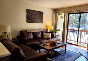 Living room featuring wood finished floors