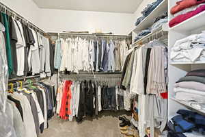 Spacious closet featuring carpet flooring