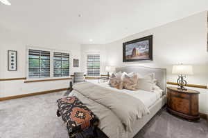 Bedroom with carpet flooring and recessed lighting