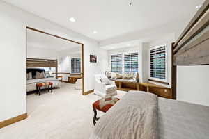 Bedroom featuring carpet and recessed lighting
