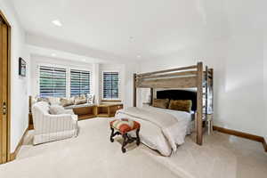Bedroom featuring carpet and recessed lighting