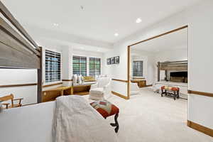 Bedroom featuring carpet and recessed lighting