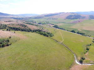 Aerial view of sparsely populated area featuring mountains