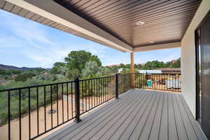 Wooden terrace with a mountain view