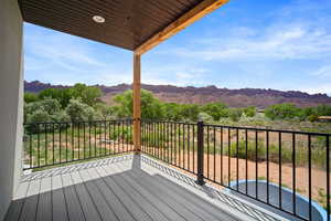 Wooden terrace with a mountain view