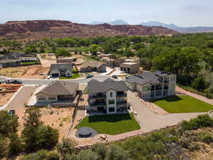 View of subject property featuring a mountainous background