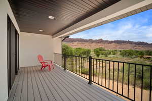 Deck featuring a mountain view