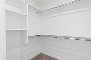 Walk in closet featuring carpet flooring