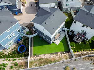 Aerial perspective of suburban area