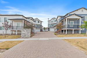 View of road with stairs and a residential view