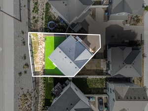 Aerial view of property's location with property parcel outlined