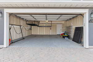 View of garage with EV Charger