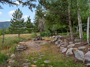 View of yard featuring a mountain view