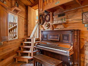 Stairway with wood walls