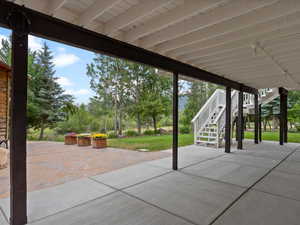 View of patio / terrace featuring stairway