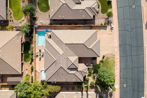 Bird's eye view of a pool area