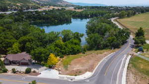Drone / aerial view of a water and mountain view