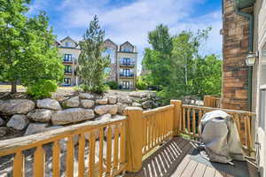 Wooden deck with area for grilling