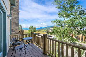 Wooden deck with a mountain view