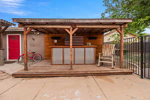View of wooden deck