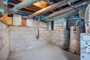 Unfinished below grade area with gas water heater