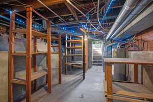 Below grade area featuring water heater