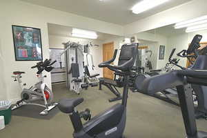 Workout area with carpet floors